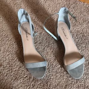 Pair of light grey/ blue strappy heels
